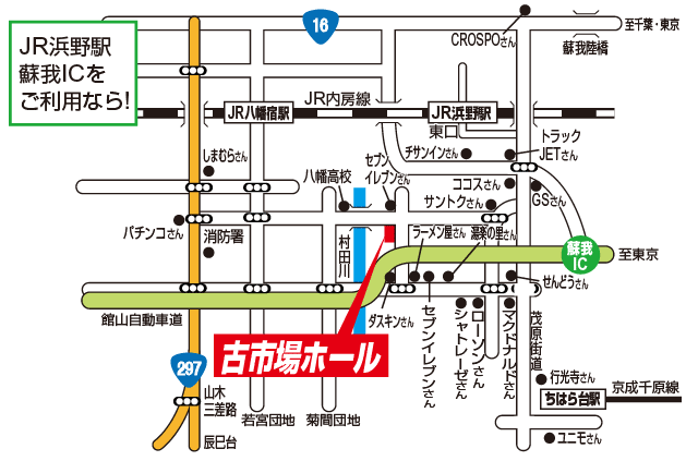 古市場ホール　アクセスマップ